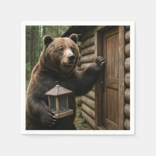 Bear Holding an Empty Bird Feeder Napkin