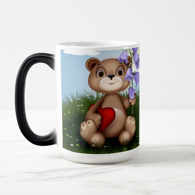 Bear Holding Bouquet Flower-30926 Magic Mug (Left)