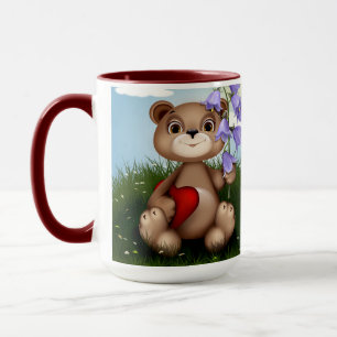 Bear Holding Bouquet Flower-30926 Mug