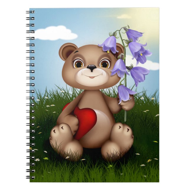Bear Holding Bouquet Flower-30926 Notebook (Front)