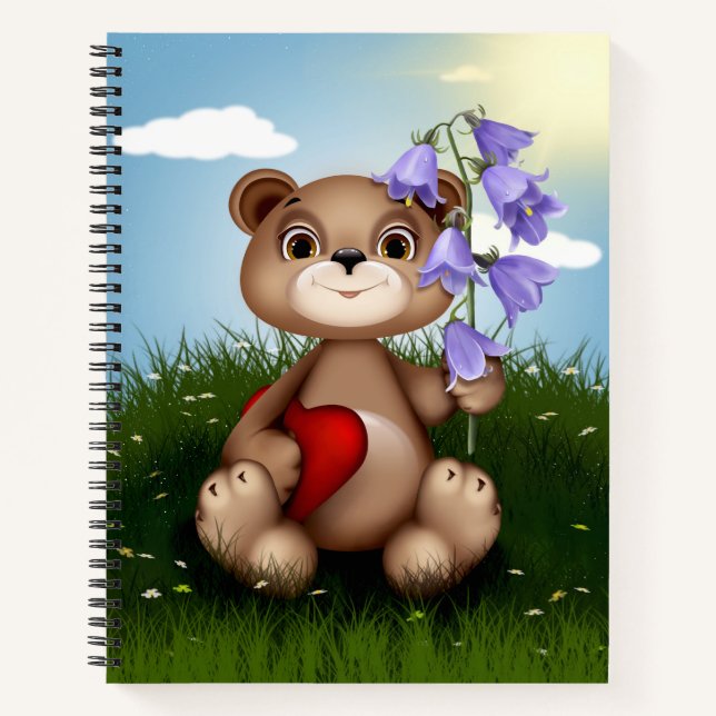 Bear Holding Bouquet Flower-30926 Notebook (Front)