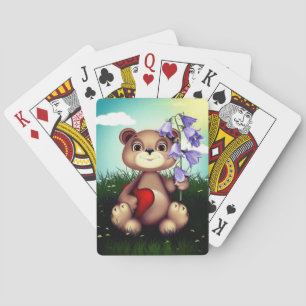 Bear Holding Bouquet Flower-30926 Playing Cards
