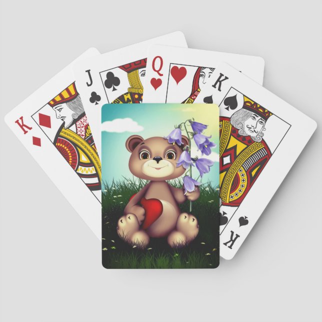 Bear Holding Bouquet Flower-30926 Playing Cards (Back)