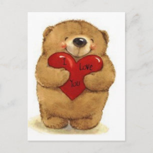 Bear Holding Heart-I Love You Postcard
