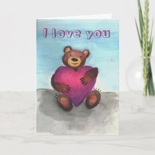 Bear holds heart card