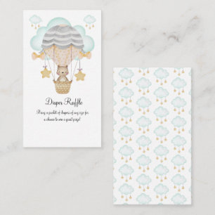 Bear Hot Air Balloons Blue Diaper Raffle  Enclosure Card