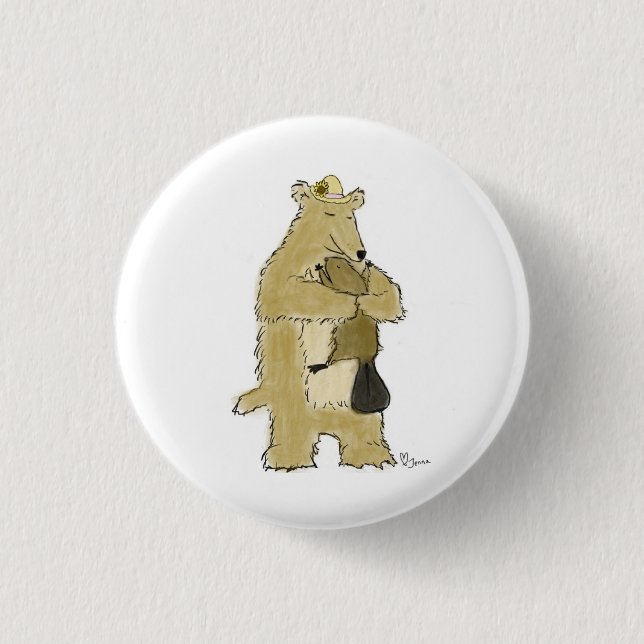Bear hug 3 cm round badge (Front)
