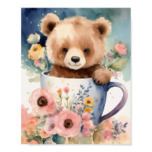 "Bear Hug Bouquet: Watercolor Cub Cuteness!"