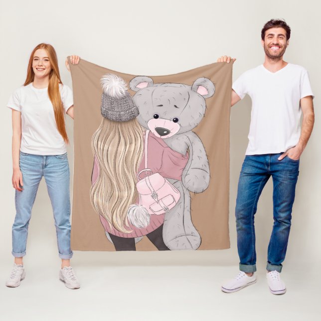 Bear hug Fleece Blanket, 50"x60" Blanket (In Situ)