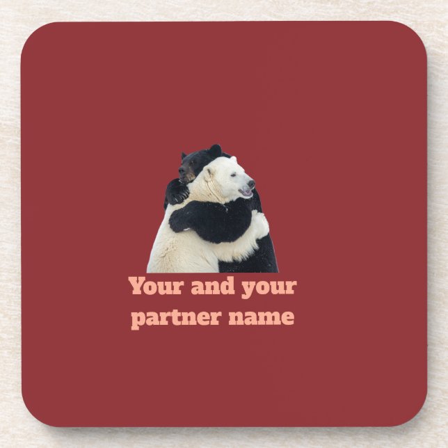 Bear Hug Love (Customisable) Coaster (Front)