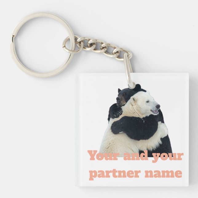 Bear Hug Love (Customisable) Key Ring (Front)