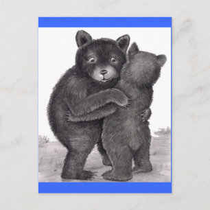Bear Hug. Two bears hugging out in nature Postcard