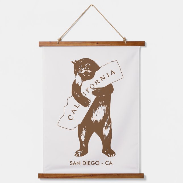 Bear Hugging California Map Custom City Hanging Tapestry (Front)