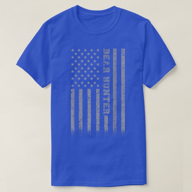 Bear Hunter American Flag  T-Shirt (Design Front)