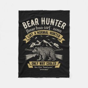 Bear Hunter T Shirt Vintage Hunting Funny Hunters  Fleece Blanket