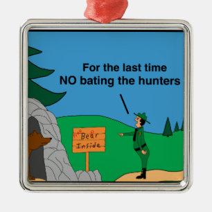 Bear hunters metal tree decoration