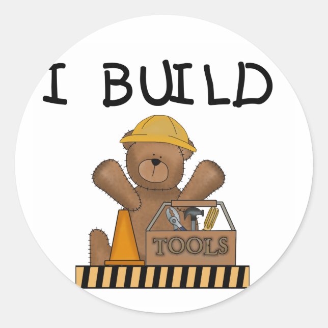 Bear I Build Tshirts and Gifts Classic Round Sticker (Front)