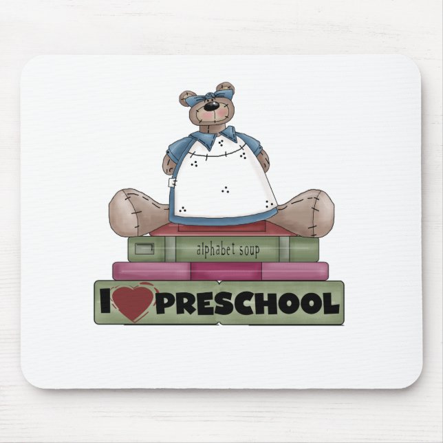 Bear I Love Preschool Mouse Mat (Front)