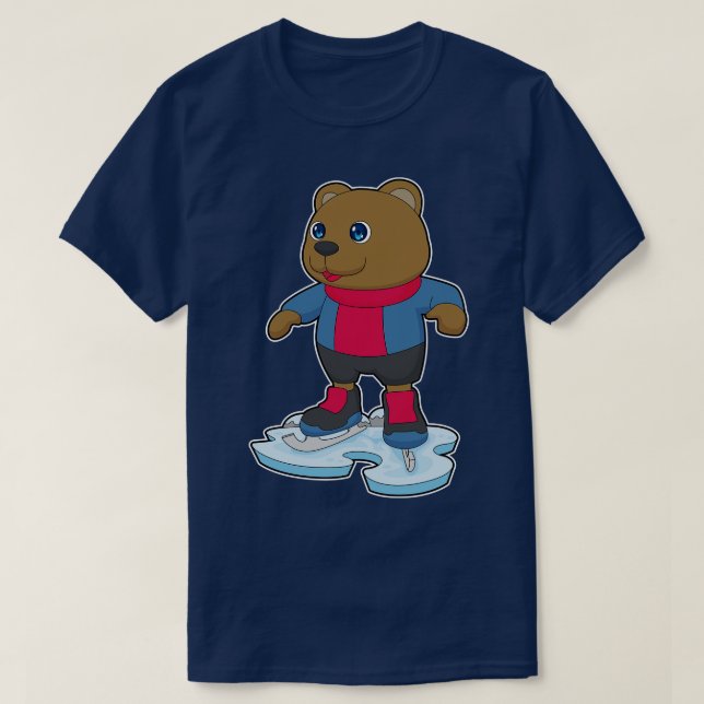 Bear Ice skating Ice skates T-Shirt (Design Front)