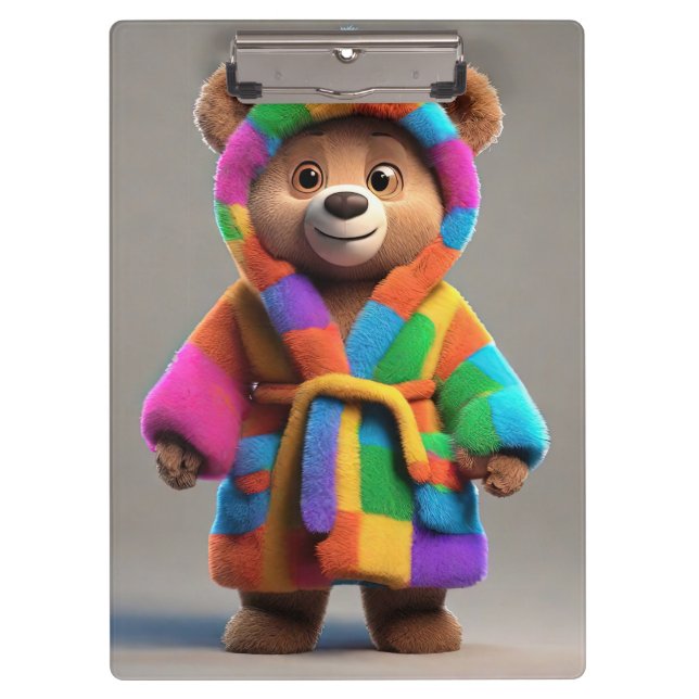 Bear in a colourful robe clipboard (Front)
