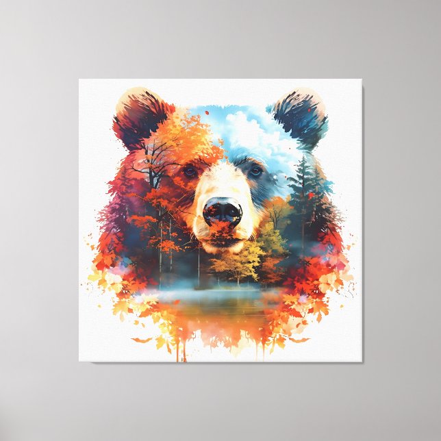 Bear in an Autumn Forest Canvas Print (Front)