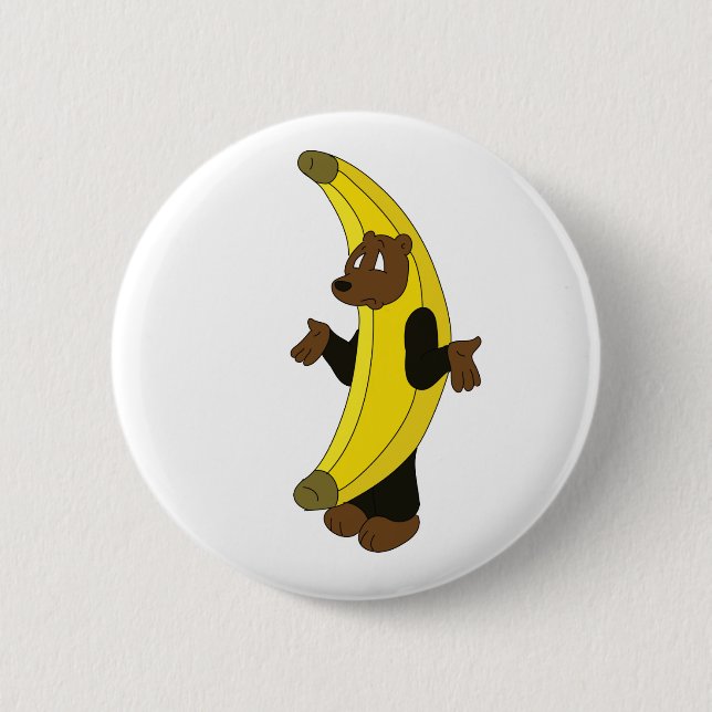 Bear in Banana Suit 6 Cm Round Badge (Front)