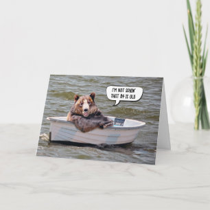 Bear In Boat 84th Birthday Humour Card