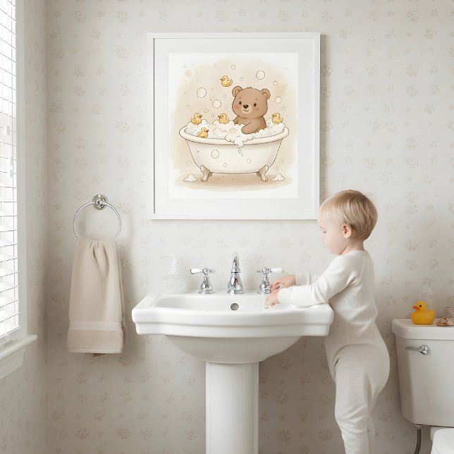 Bear in Bubble Tub Kids Bathroom Wall Art (Creator Uploaded)