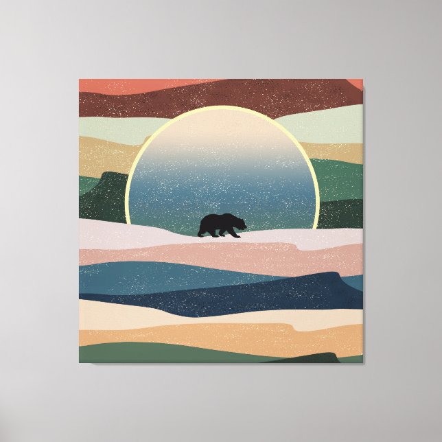 BEAR IN DESERT SUNSET CANVAS PRINT (Front)