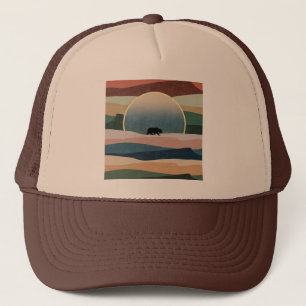 BEAR IN DESERT SUNSET TRUCKER HAT