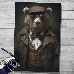 Bear in Gentleman's Clothing 3 Decoupage Paper