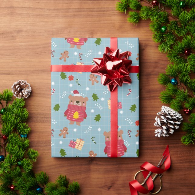 Bear in Holiday Sweater Wrapping Paper (Holiday Gift)