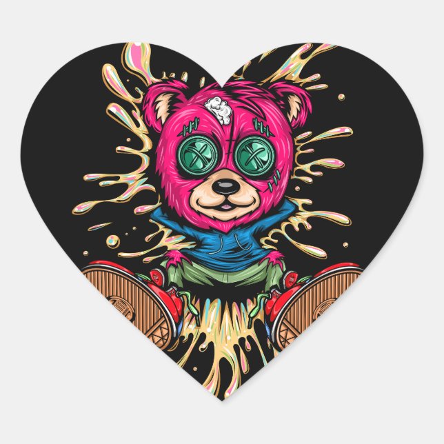 Bear In Honey Heart Sticker (Front)