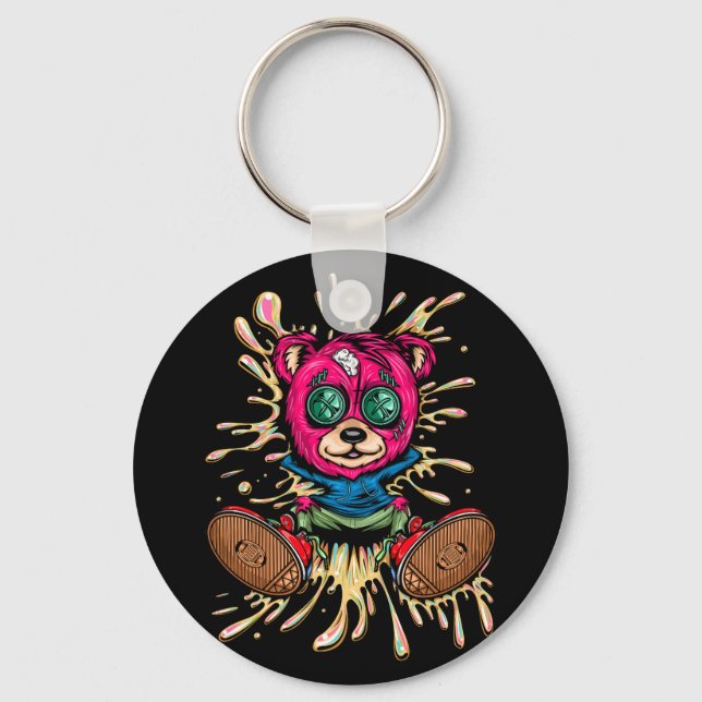 Bear In Honey Key Ring (Back)