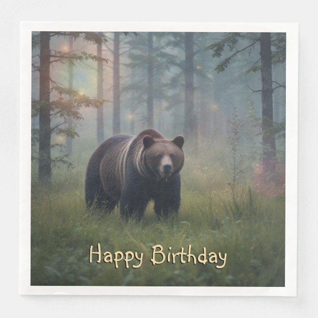 Bear in Magical Forest Napkin (Front)