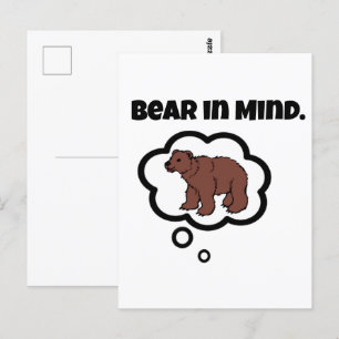Bear in Mind – Funny Pun Cartoon Bear Design Postcard