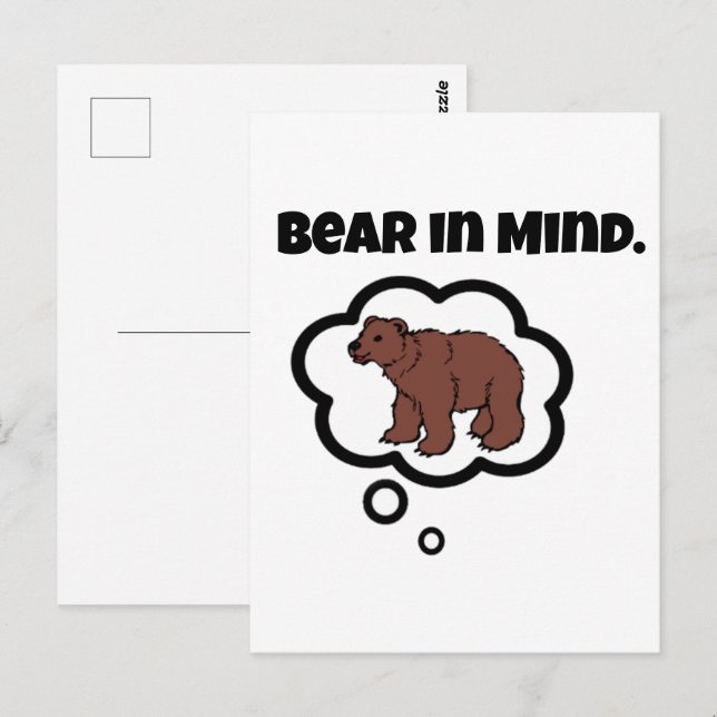 Bear in Mind – Funny Pun Cartoon Bear Design Postcard (Front/Back)