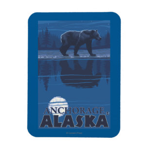 Bear in Moonlight - Anchorage, Alaska Magnet