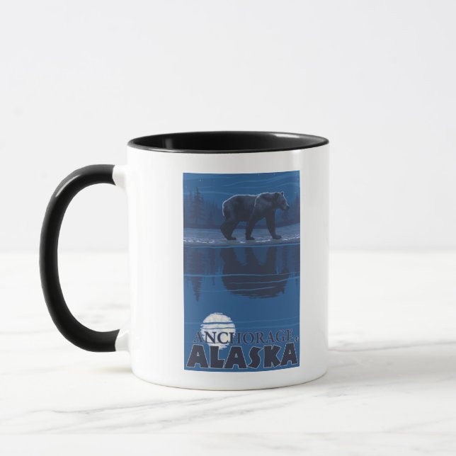 Bear in Moonlight - Anchorage, Alaska Mug (Left)