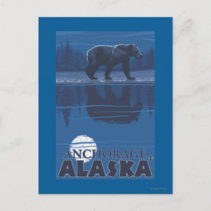 Bear in Moonlight - Anchorage, Alaska Postcard