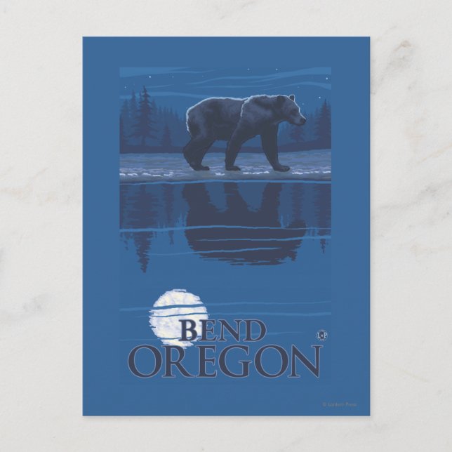 Bear in Moonlight - Bend, Oregon Postcard (Front)