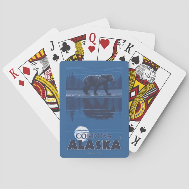Bear in Moonlight - Cordova, Alaska Playing Cards (Back)