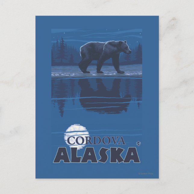 Bear in Moonlight - Cordova, Alaska Postcard (Front)