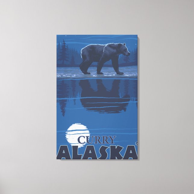 Bear in Moonlight - Curry, Alaska Canvas Print (Front)