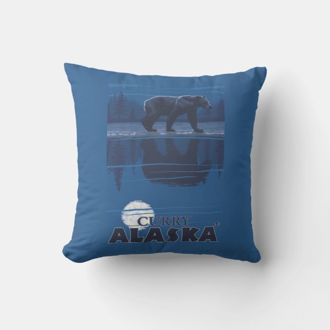 Bear in Moonlight - Curry, Alaska Cushion (Front)