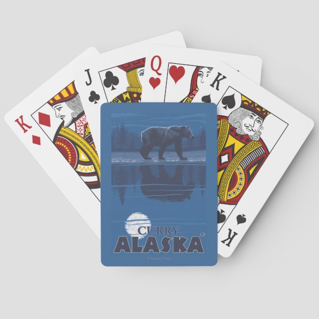 Bear in Moonlight - Curry, Alaska Playing Cards (Back)