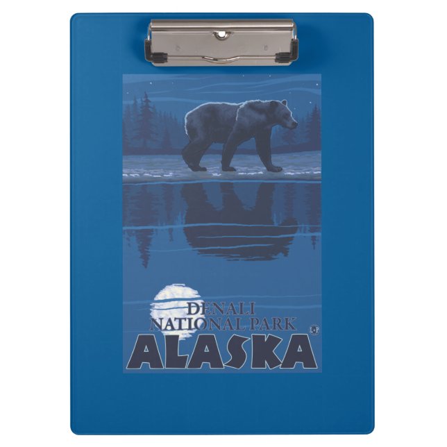 Bear in Moonlight - Denali National Park, Alaska Clipboard (Front)