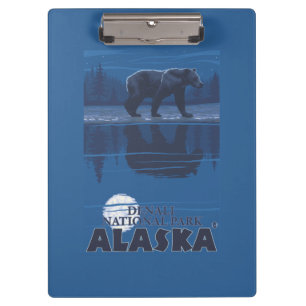 Bear in Moonlight - Denali National Park, Alaska Clipboard