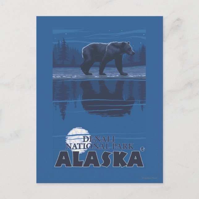 Bear in Moonlight - Denali National Park, Alaska Postcard (Front)