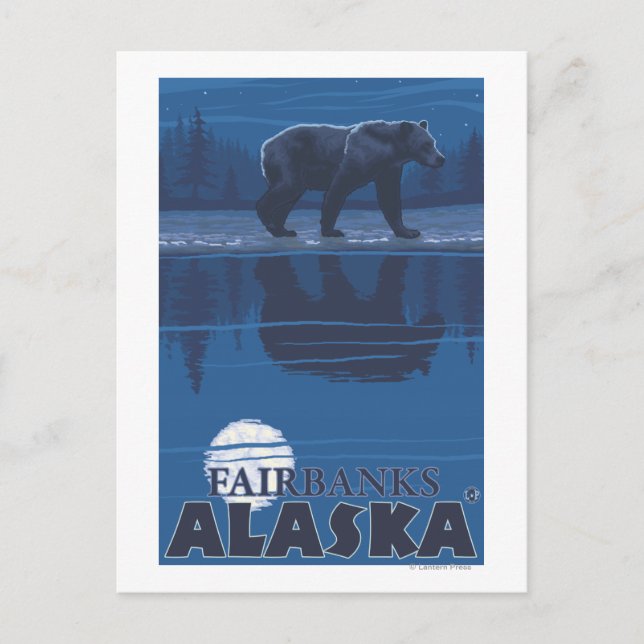 Bear in Moonlight - Fairbanks, Alaska Postcard (Front)